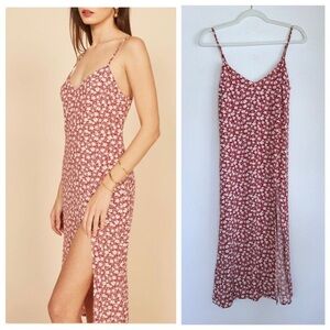 Reformation Crimini red floral slip dress